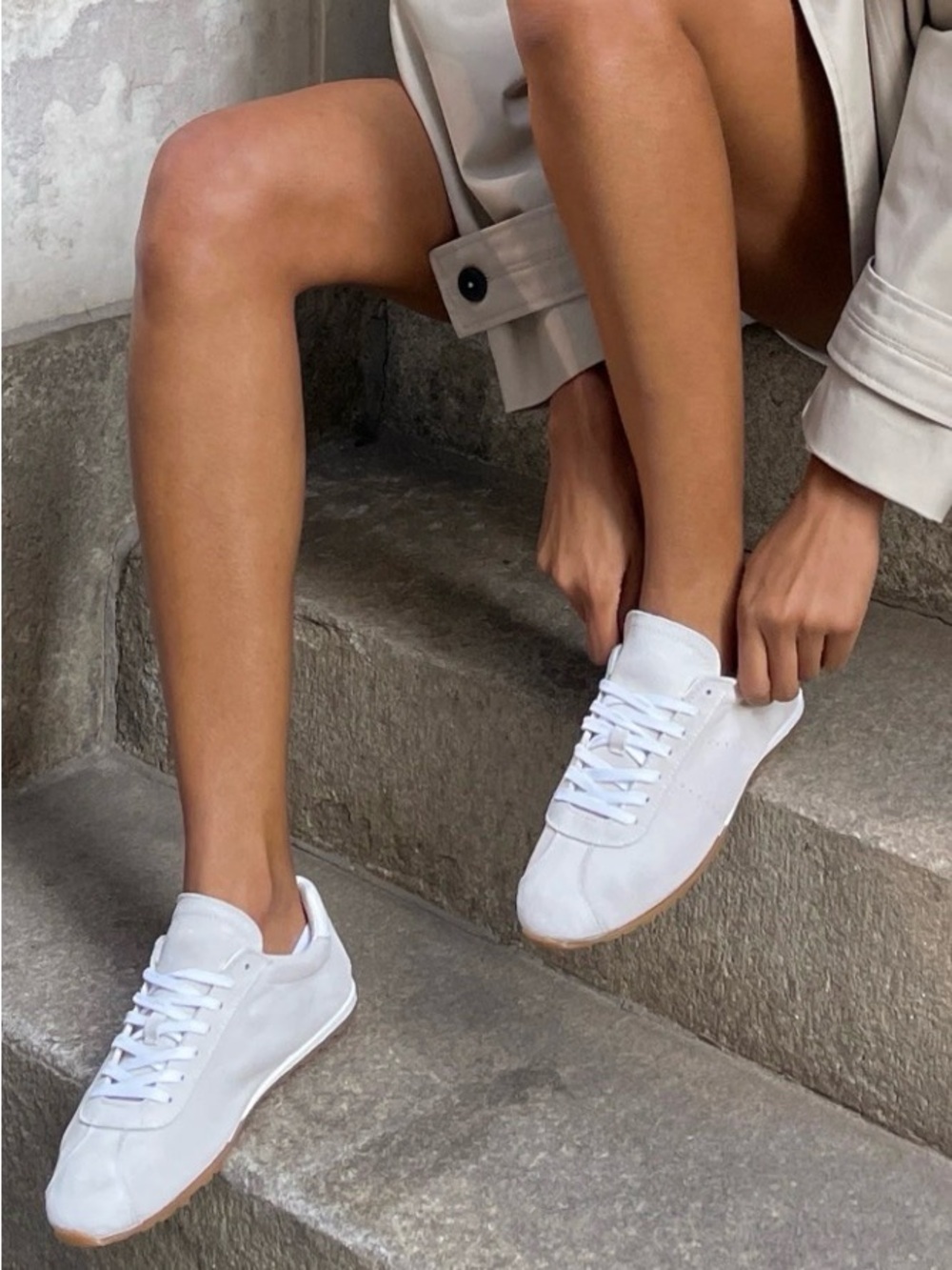 Dolce Vita  Lace-Up Sneakers in Light Gray Suede - Picture 2 of 9
